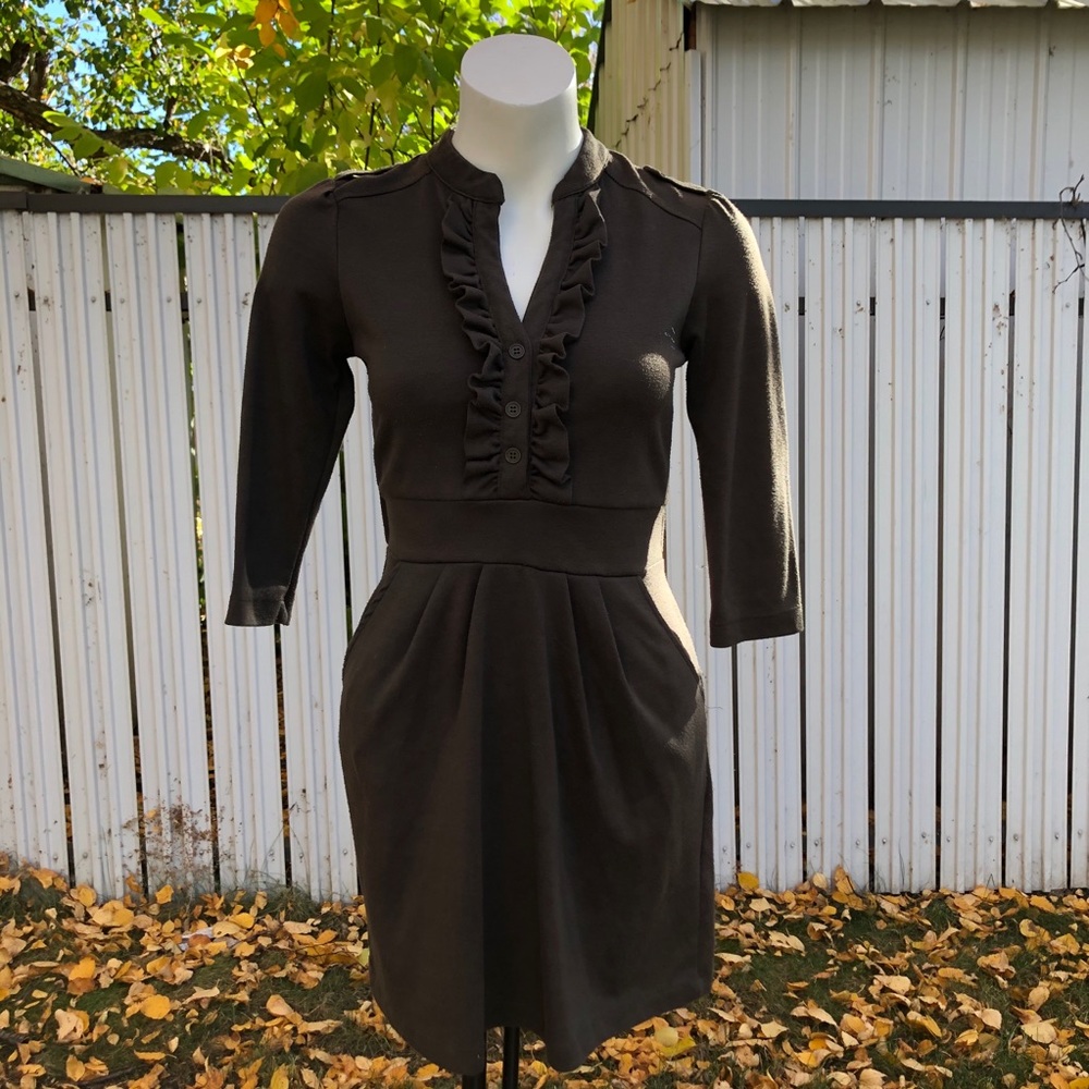 Dark Green Ruffled V-Neck
